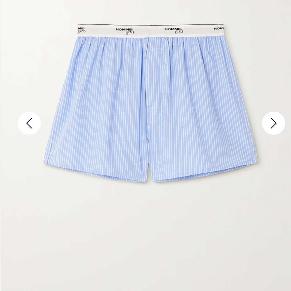 Hommesgirls Size M Blue and White Pinstripe Boxers with Relaxed Fit